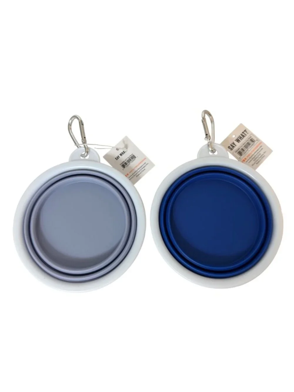 Collapsible Silicone Travel Dog Bowl Set of 2 Carabiners Pet Park Walks Portable